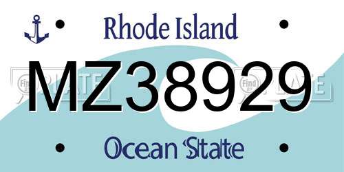 MZ38929 Rhode Island License Plate