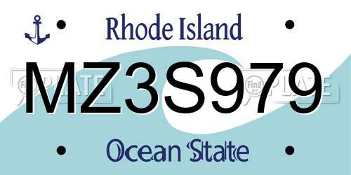 MZ3S979 Rhode Island License Plate