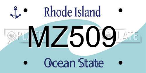 MZ509 Rhode Island License Plate