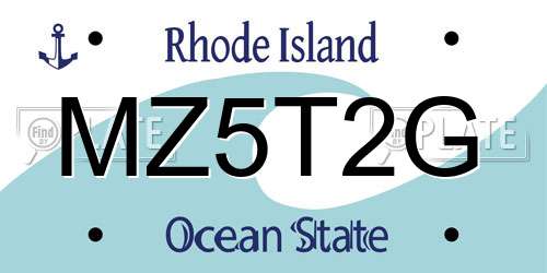 MZ5T2G Rhode Island License Plate