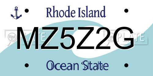MZ5Z2G Rhode Island License Plate