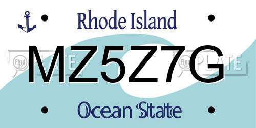 MZ5Z7G Rhode Island License Plate