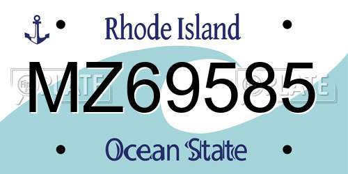 MZ69585 Rhode Island License Plate