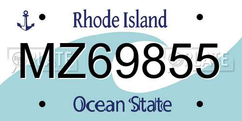 MZ69855 Rhode Island License Plate