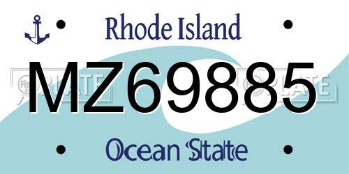 MZ69885 Rhode Island License Plate