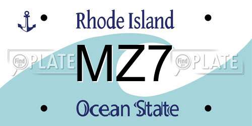 MZ7 Rhode Island License Plate