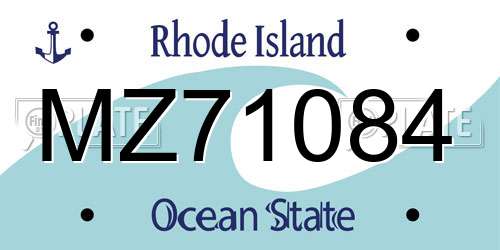 MZ71084 Rhode Island License Plate