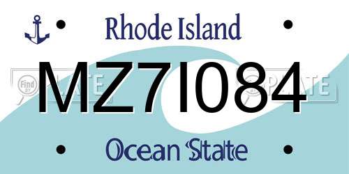 MZ7I084 Rhode Island License Plate
