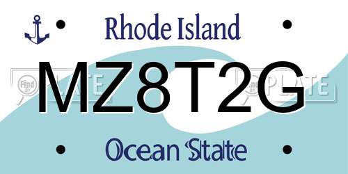 MZ8T2G Rhode Island License Plate