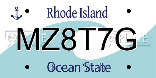 MZ8T7G Rhode Island License Plate