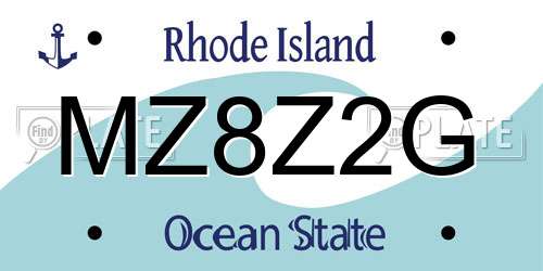 MZ8Z2G Rhode Island License Plate