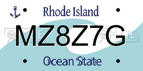 MZ8Z7G Rhode Island License Plate