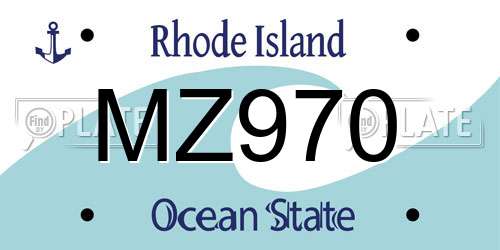 MZ970 Rhode Island License Plate