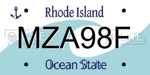 MZA98F Rhode Island License Plate