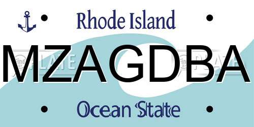 MZAGDBA Rhode Island License Plate