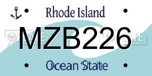 MZB226 Rhode Island License Plate