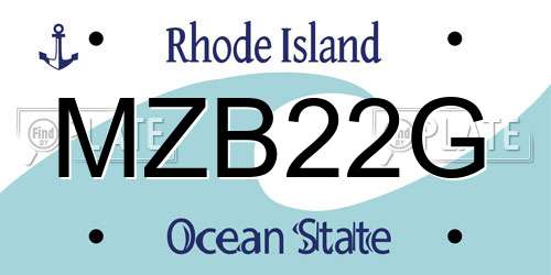 MZB22G Rhode Island License Plate