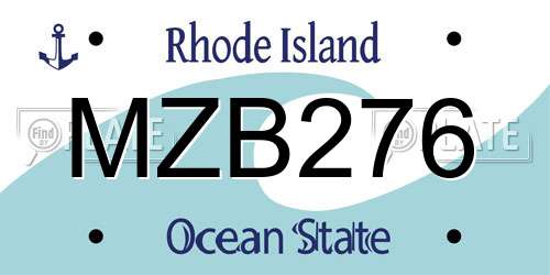 MZB276 Rhode Island License Plate