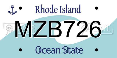 MZB726 Rhode Island License Plate