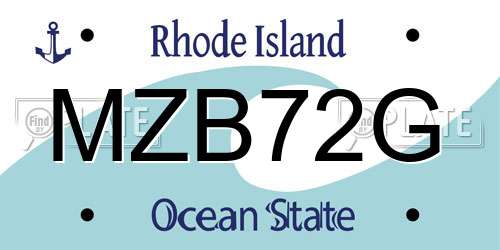 MZB72G Rhode Island License Plate