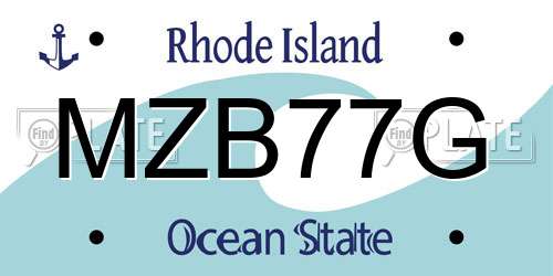 MZB77G Rhode Island License Plate