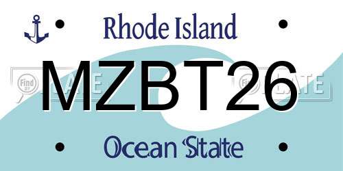 MZBT26 Rhode Island License Plate