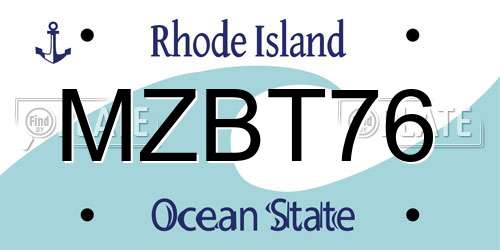 MZBT76 Rhode Island License Plate