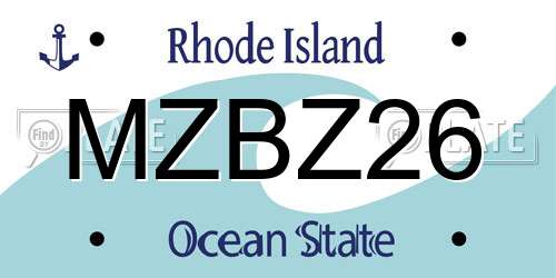 MZBZ26 Rhode Island License Plate