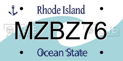 MZBZ76 Rhode Island License Plate