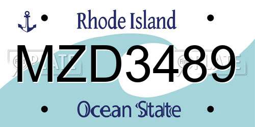 MZD3489 Rhode Island License Plate