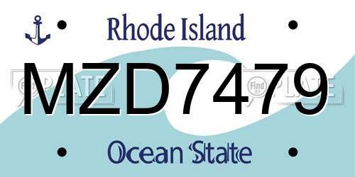 MZD7479 Rhode Island License Plate