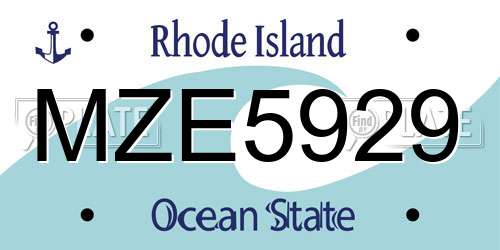 MZE5929 Rhode Island License Plate