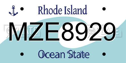 MZE8929 Rhode Island License Plate