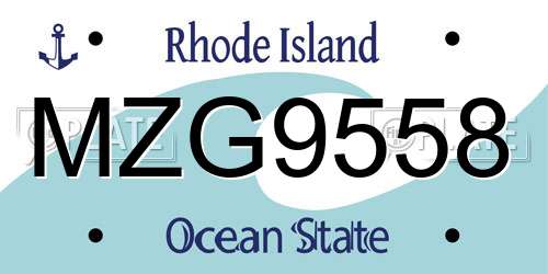 MZG9558 Rhode Island License Plate