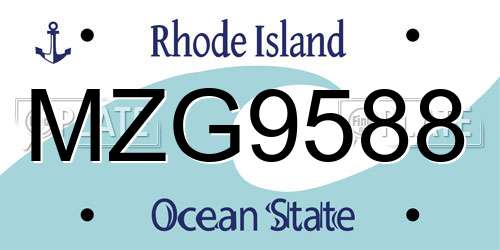 MZG9588 Rhode Island License Plate