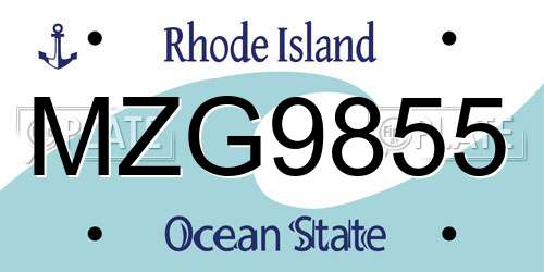 MZG9855 Rhode Island License Plate