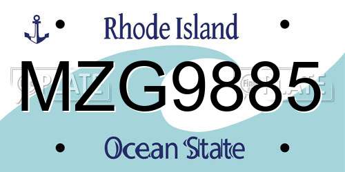 MZG9885 Rhode Island License Plate