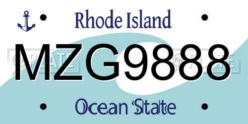 MZG9888 Rhode Island License Plate