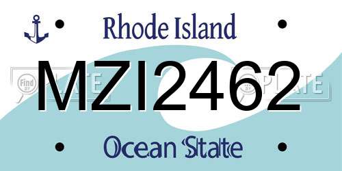 MZI2462 Rhode Island License Plate