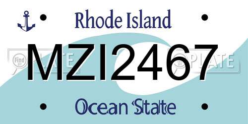 MZI2467 Rhode Island License Plate
