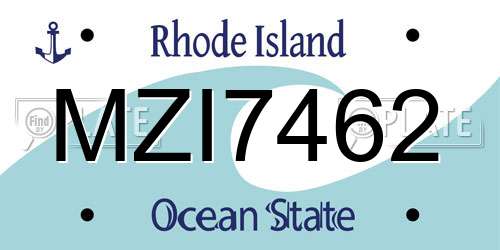 MZI7462 Rhode Island License Plate