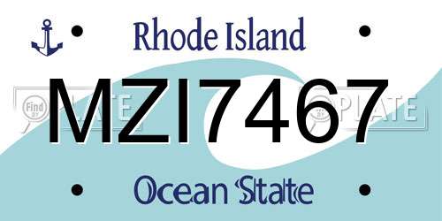 MZI7467 Rhode Island License Plate