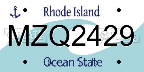 MZQ2429 Rhode Island License Plate