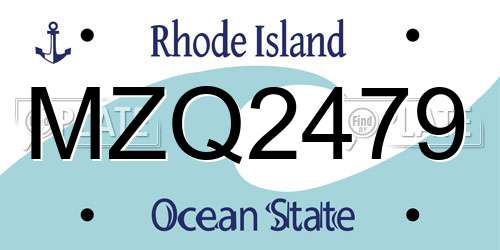 MZQ2479 Rhode Island License Plate
