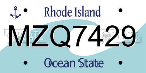 MZQ7429 Rhode Island License Plate