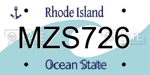 MZS726 Rhode Island License Plate