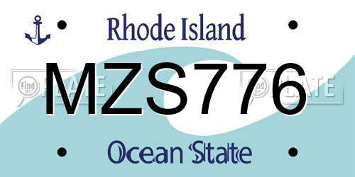 MZS776 Rhode Island License Plate