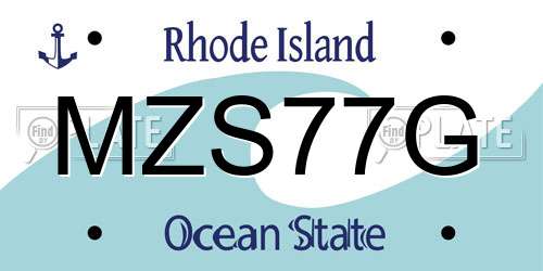 MZS77G Rhode Island License Plate