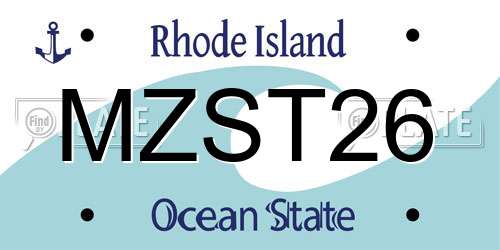 MZST26 Rhode Island License Plate