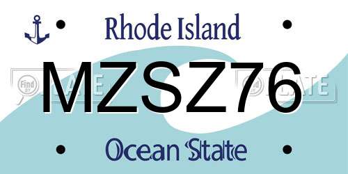MZSZ76 Rhode Island License Plate